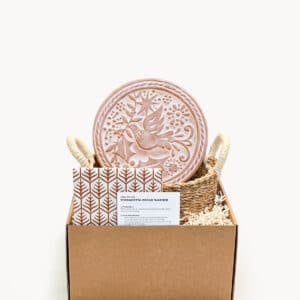 Bread Warmer & Basket Gift Set with Tea Towel - Bird Round