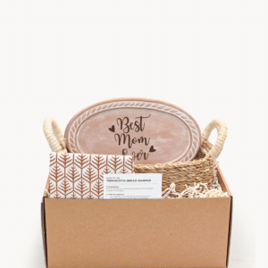 Bread Warmer & Basket Gift Set with Tea Towel - Mom Oval