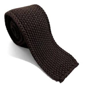 Large Knot Dark Brown Wool Knitted Tie