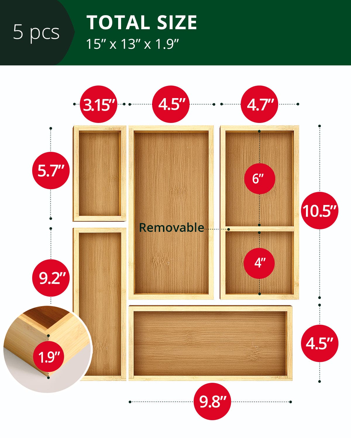 Storage Box Set of 5, Natural - Image 2