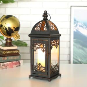 15" High Decorative Candle Lantern Black