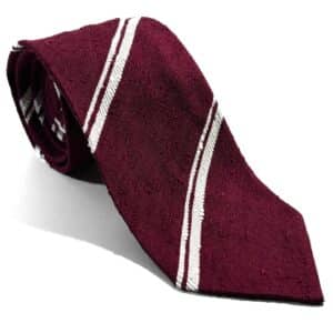 Untipped Burgundy Striped Silk Shantung Tie