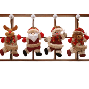 NNETM 4PCS Christmas Tree Accessories: Dancing Old Man, Snowman, Deer, Bear Cloth Puppets
