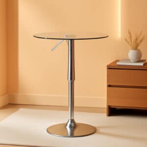 23.5 Inch Circular Glass Adjustable Cocktail Table