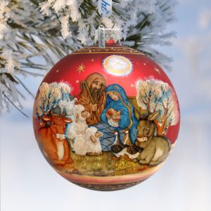 Story of Nativity Ball Glass Ornament Limited Edition by G. DeBrekht - Nativity Holiday Decor - 73853