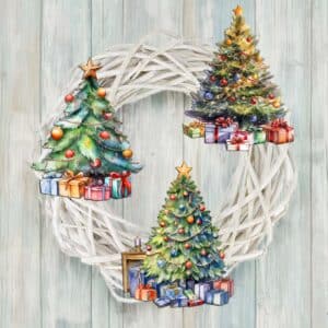 Christmas Tree Clip-On Eco Wood Decorative Ornaments Set of 3 by G. Debrekht - Christmas Decor - 8091044C-S3