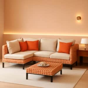 5 Piece Outdoor Patio Set Sectional Sofa Salmon Orange
