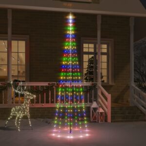 vidaXL Christmas Tree on Flagpole Colorful 310 LEDs 118.1"