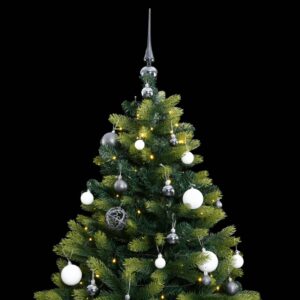 vidaXL Artificial Hinged Christmas Tree 150 LEDs & Ball Set 59.1"