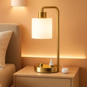 Industrial Table Lamps With USB Ports Dimmable Gold Shade