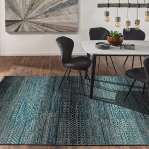 8x10 Hand Knotted Grass 100% Wool Modern & Contemporary Oriental Area Rug Blue, Charcoal Color