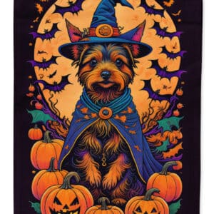 Australian Terrier Witchy Halloween House Flag