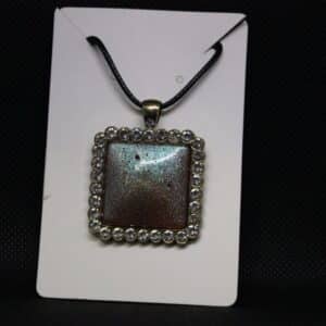 Sparkling Silver And Pink Resin Pendant Necklace