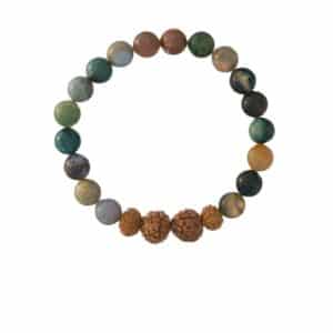 Indian Agate and Rudraksha Bracelet