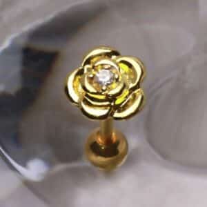 Gold Diamond Rose Cartilage Earring Cartilage Piercing Jewelry