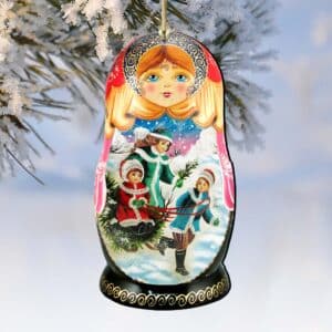 Children Play Matreshka Wooden Ornaments by G. DeBrekht - Christmas Decor - 8110762