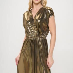 Sleeveless Metallic Maxi Dress