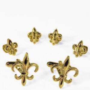 Fleur de Lis Gold or Silver Studs and Cufflinks Set